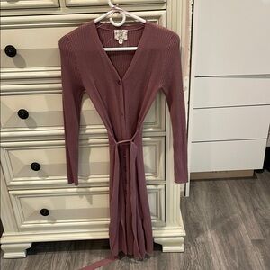 Hippie Rose Pink Long Sleeve V-Neck Sheath Dress